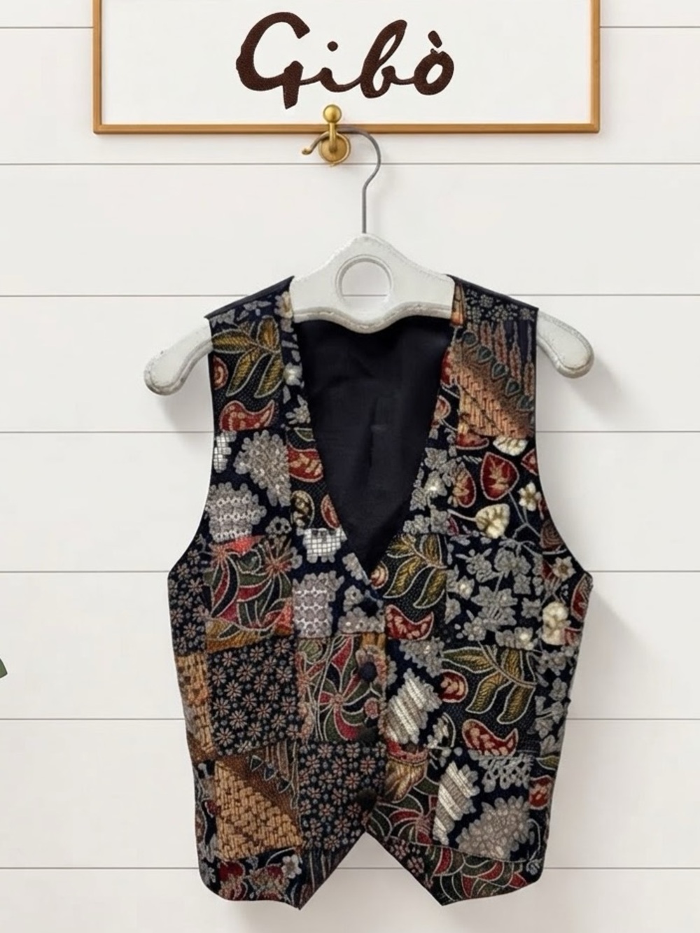 Gibò Vintage Embellished Patchwork Vest – Size M